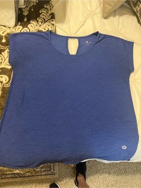 Blue Women's Short Sleeve Keyhole Tee by Lady Hagen